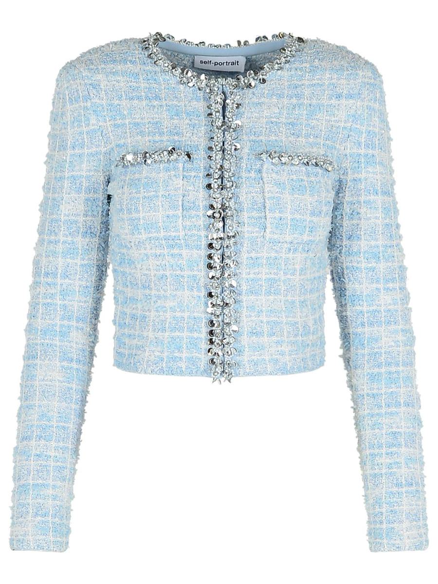 Self-Portrait 'Check' Skirt In Light Blue Polyester Blend