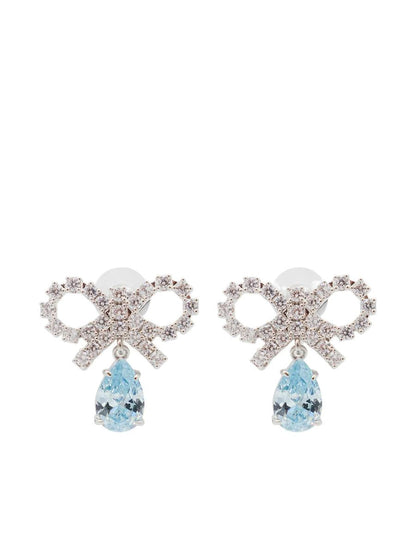 Self-Portrait Micro Bow Blue Droplet Earrings Accessories