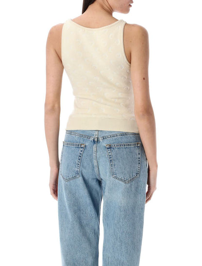 Marine Serre Moon Jacquard Knit Strap Top
