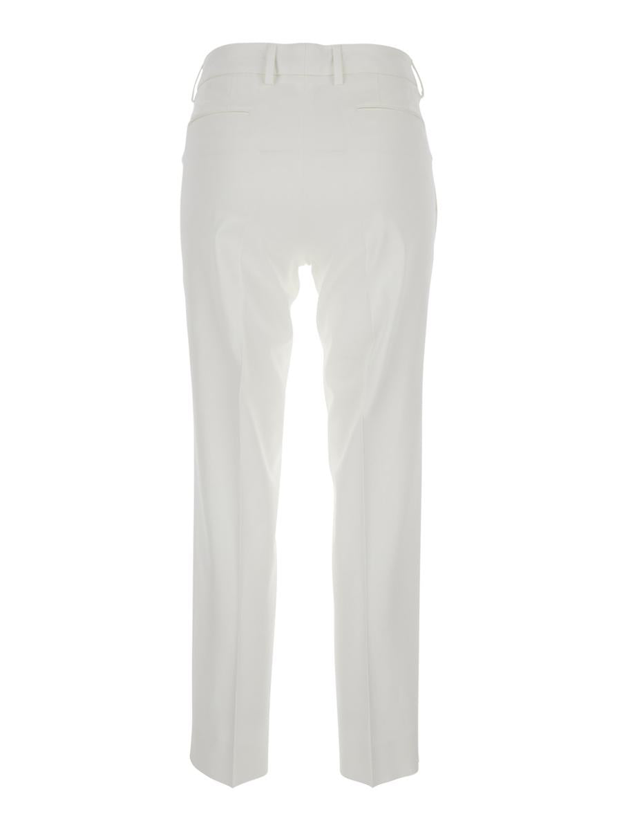 'New York' White Pants With Belt Loops In Viscose Stretch Woman