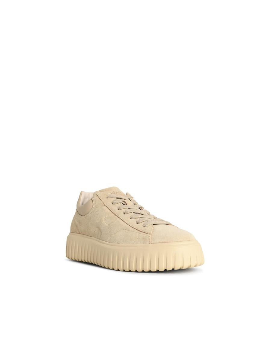 Hogan 'H-Stripes' Beige Suede Sneakers