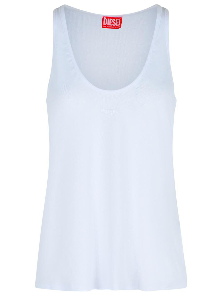 Diesel White Cotton Blend Tank Top