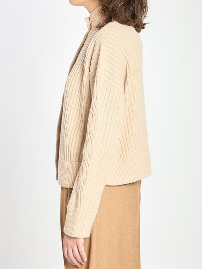 Ribbed Cardigan In Wool And Cashmere