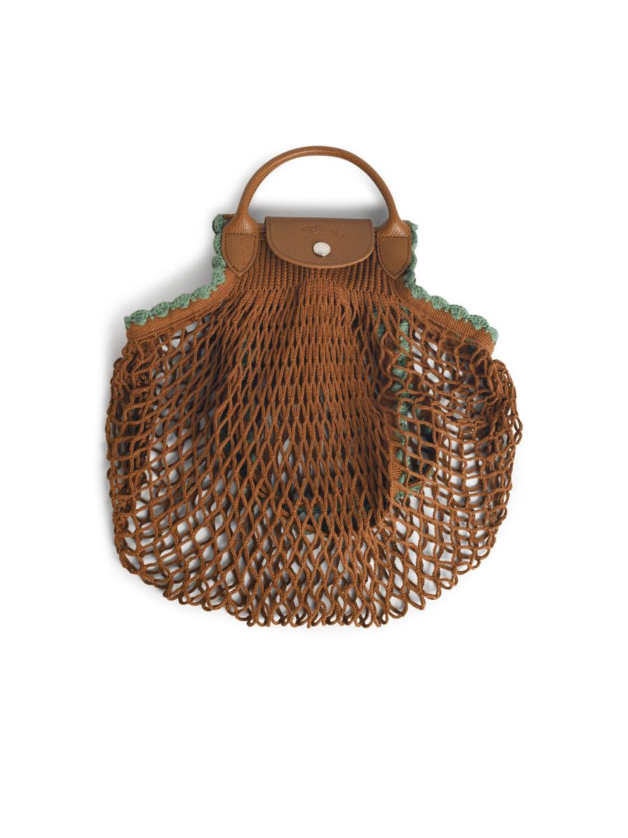 Longchamp 'L Le Pliage' Tobacco Canvas Mesh Bag