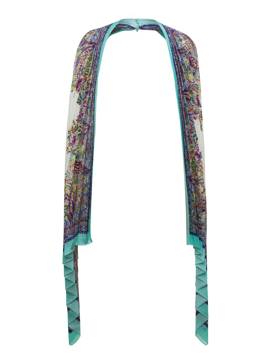 Light Blue Pleated Shawls In Silk Woman