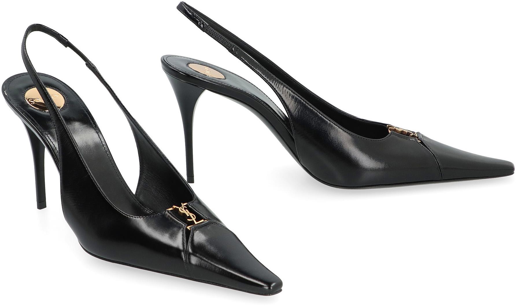Saint Laurent Babylone Breteuil Leather Slingback Pumps