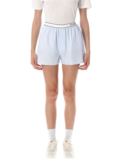 Sporty & Rich Striped Serif Logo Oxford Boxer