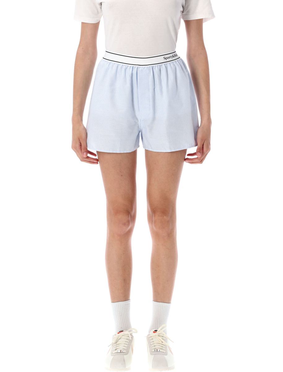 Sporty & Rich Striped Serif Logo Oxford Boxer