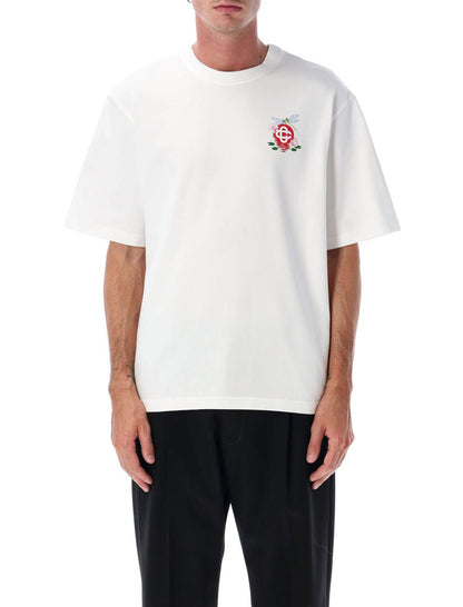 Casablanca White Dragonfly Floral Oversized T-Shirt