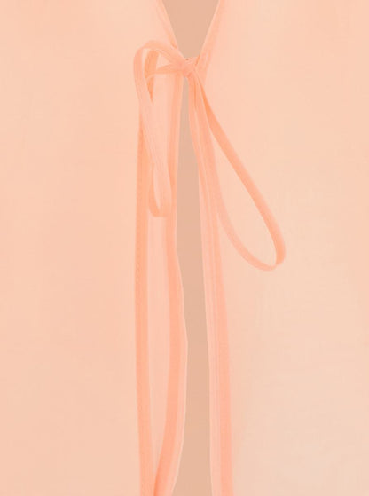 Pink Jacket With Classic Lapels And Patch Pockets On The Front In Semi-Transparent Silk Woman
