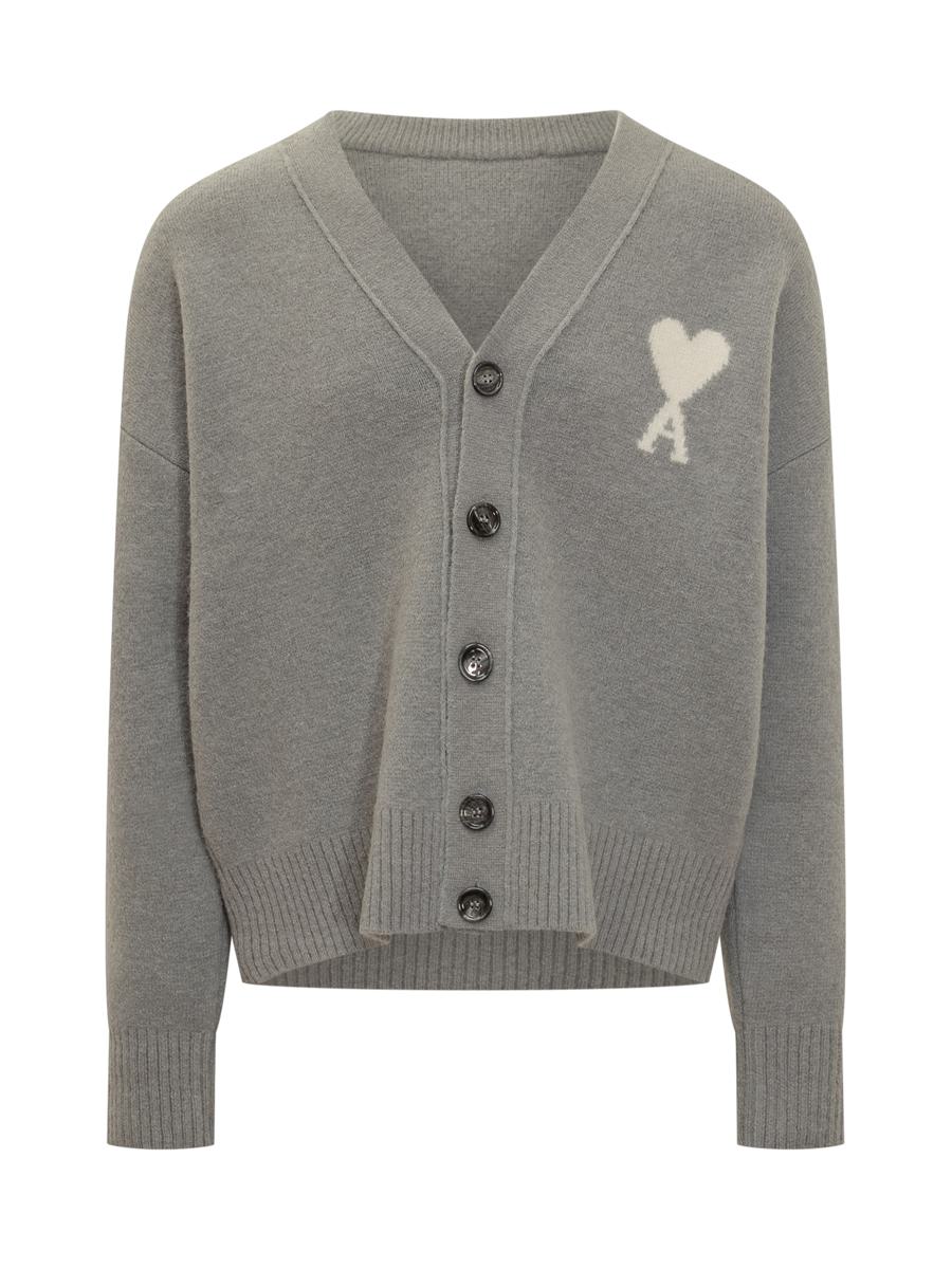 AMI Paris Ami Alexandre Mattiussi Men'S Grey Wool Cardigan