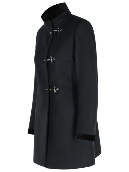 Fay Black Wool Blend Coat