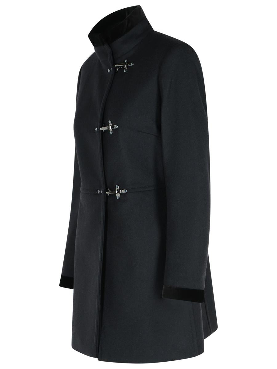 Fay Black Wool Blend Coat