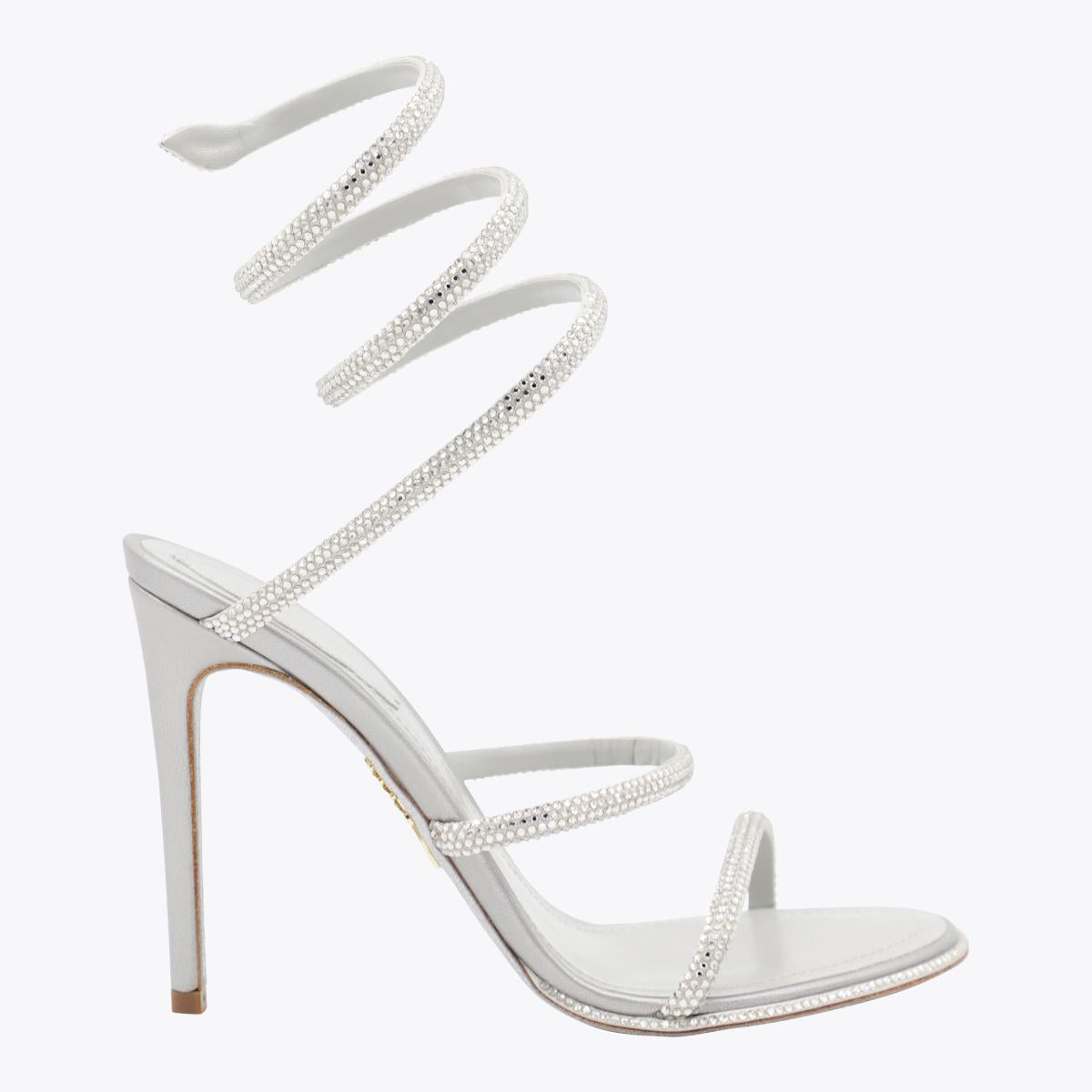 René Caovilla Silver Leather Sandals