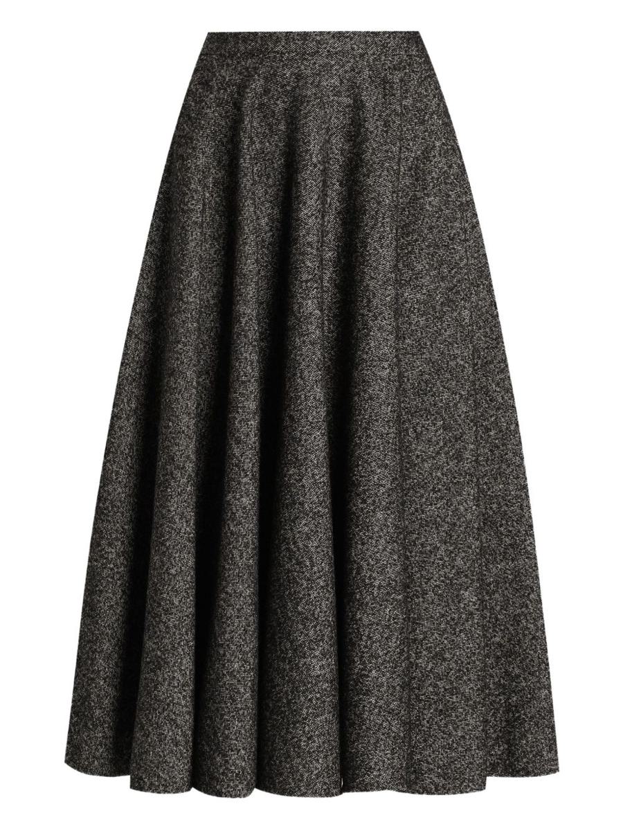 Dolce & Gabbana Midi Circle Skirt In A Dotted Wool Blend