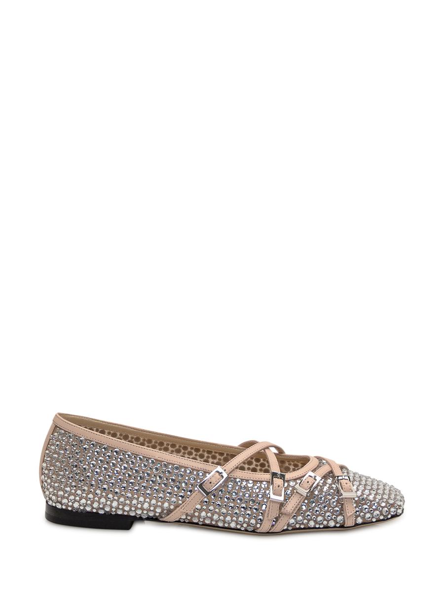 Mach & Mach Mesh Ballet Flats With Crystals