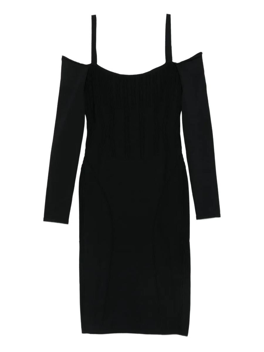 Mugler Off Shoulder Long Sleeve Midi Dress Clothing