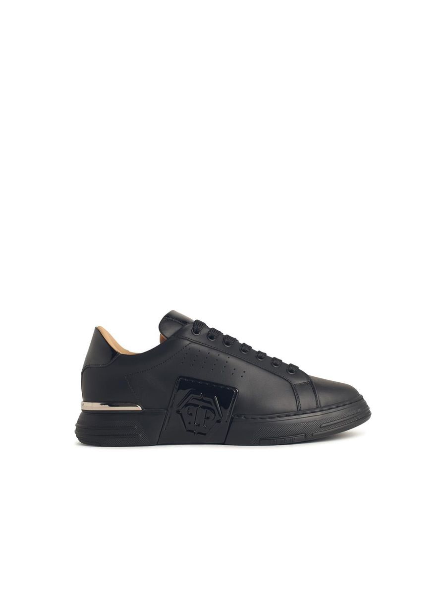 Philipp Plein 'Hexagon' Black Leather Sneakers