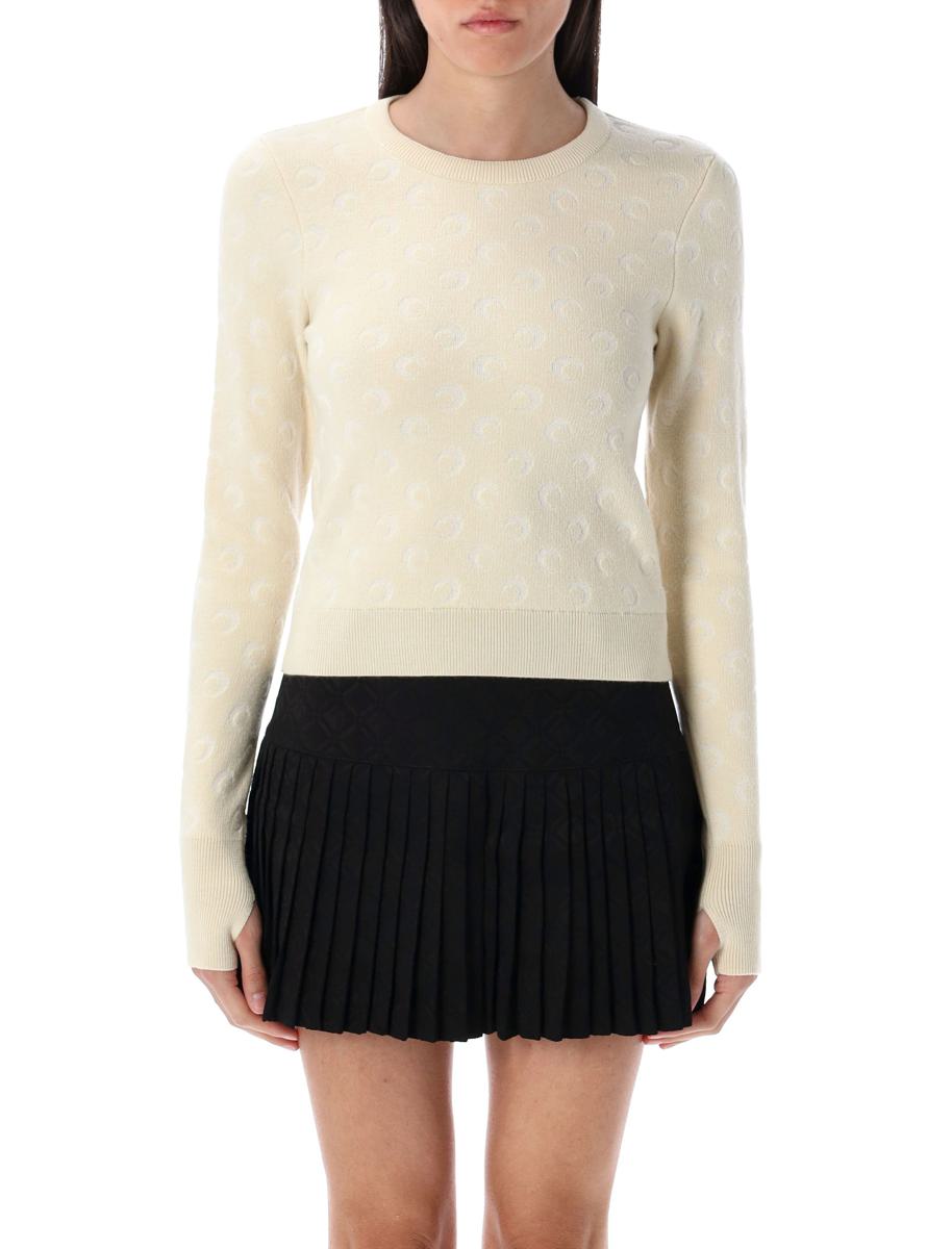 Marine Serre Moon Jacquard Knit Fitted Sweater