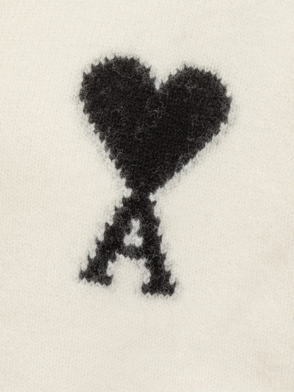 AMI Paris Wool Cardigan Logo Embroidered Ami Alexandre Mattiussi