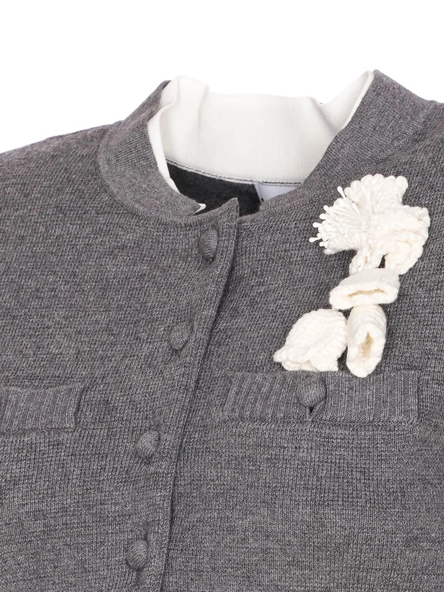 Self-Portrait Grey Crochet Flower Cardigan Clothing