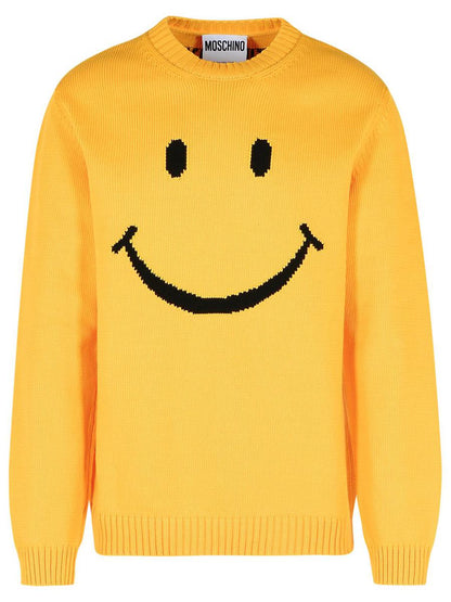 Moschino 'Smile' Yellow Cotton Blend Sweater