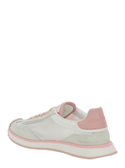 'Aria' Pink Running Sneakers With Logo Detail In Suede And Tech Fabric Woman