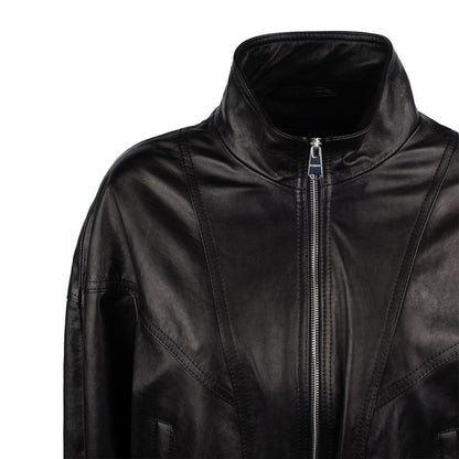 Dondup Black Slim Nappa Leather Bomber Jacket