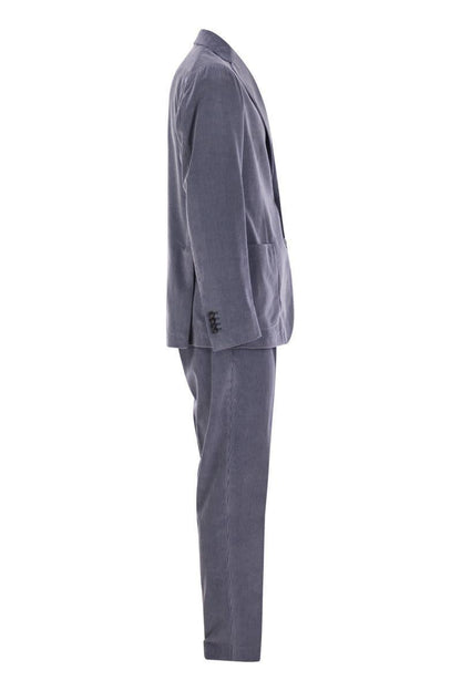 Tagliatore Ribbed Cotton And Cashmere Suit