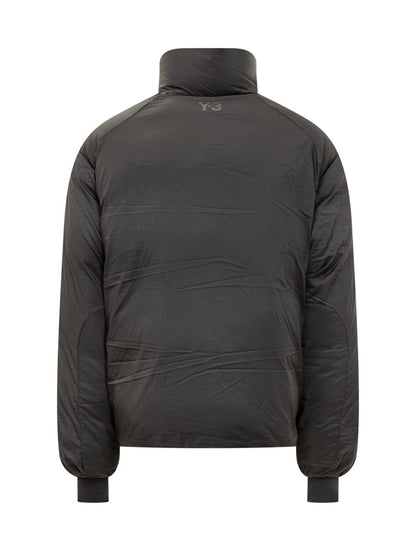 Y-3 Adidas Black Oversized Zippered Down Jacket Y-3