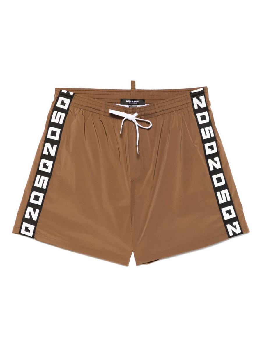 DSQUARED2 Brown Swimsuit With Black And White Logo