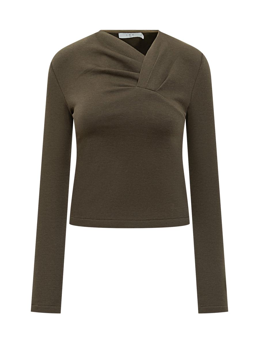 Iro Iro Khaki Top With Crossover Neckline