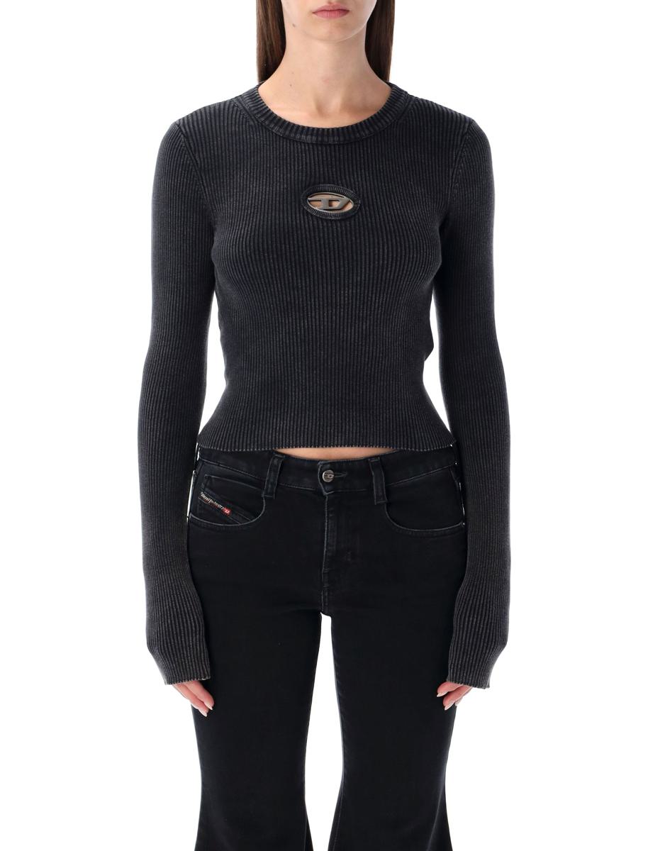 Diesel M-Anchor-A Black Ribbed Long-Sleeve Top