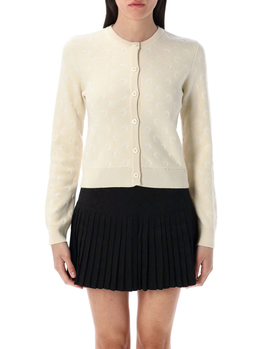 Marine Serre Moon Jacquard Knit Fitted Cardigan