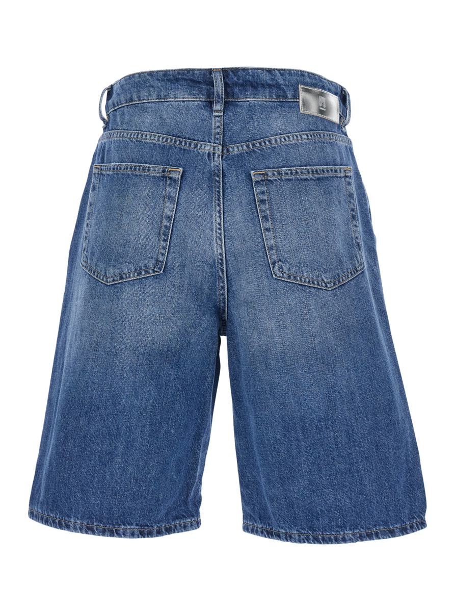 'Gianna' Blue Bermuda Pants With Logo Patch On The Rear In Denim Woman