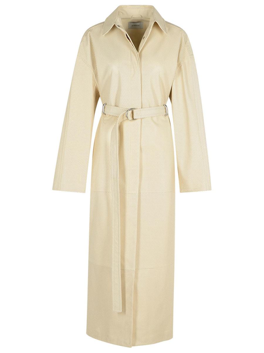 Sportmax Ivory Leather Trench Coat