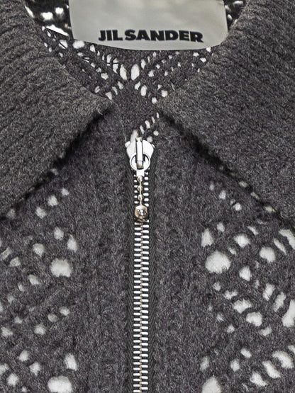 Jil Sander Jil Sander Grey Embroidered Knitted Jacket