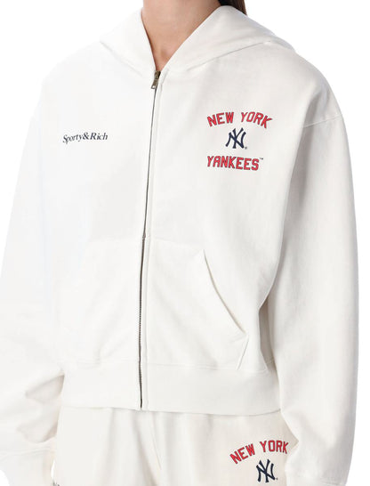 Sporty & Rich Homerun Cropped Zip Hoodie