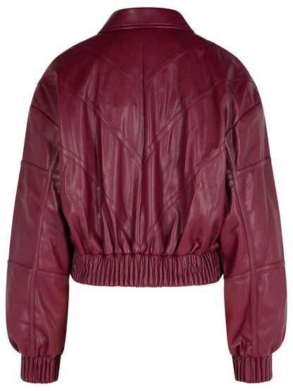 Rotate Birger Christensen Burgundy Polyester Bomber Jacket
