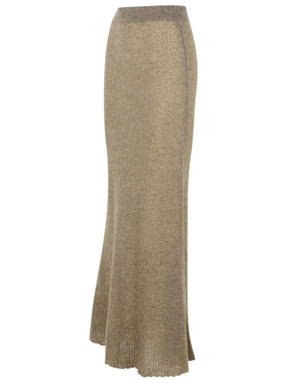 Lisa Yang 'Kelsy' Long Skirt In Brown Silk Blend