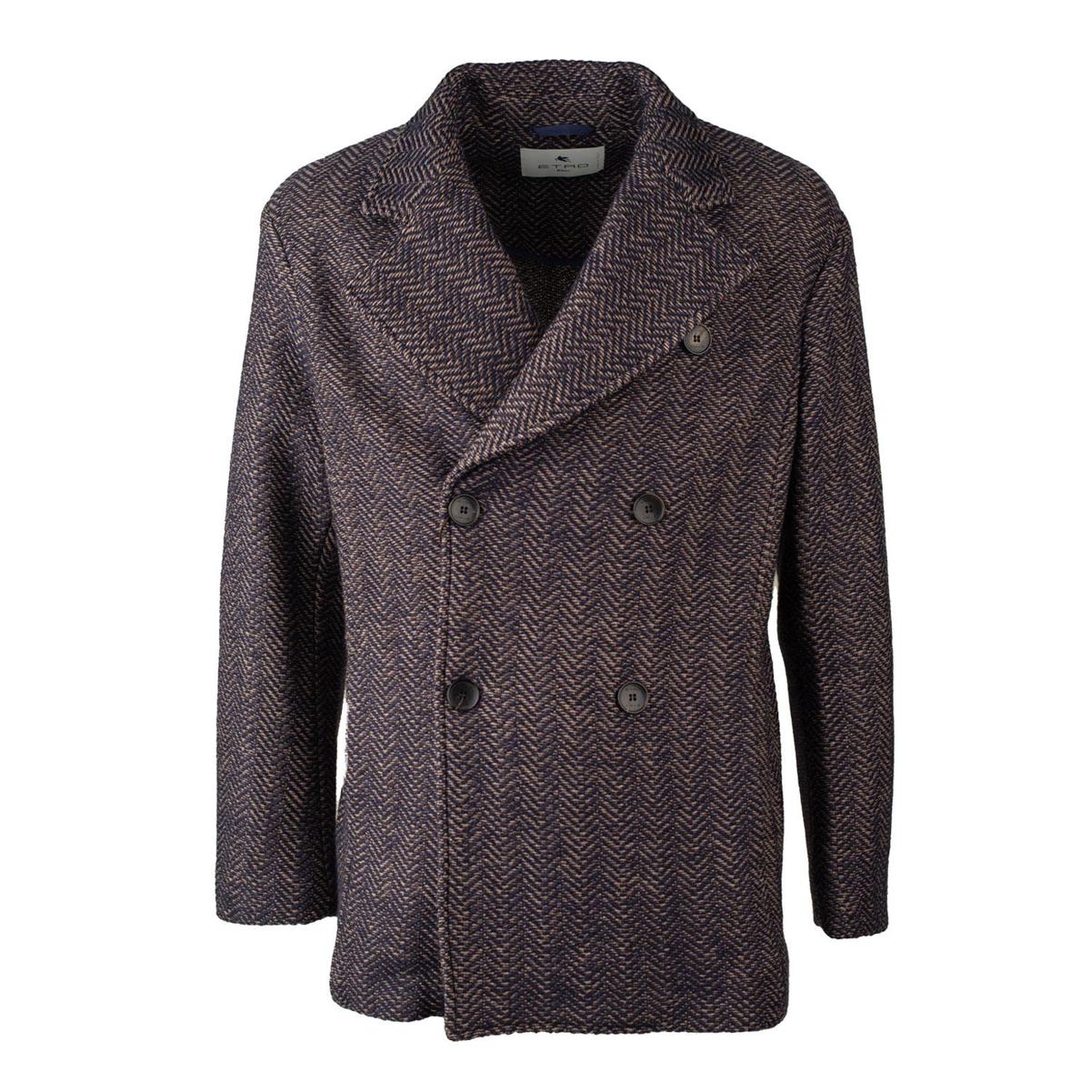 Etro Blue And Camel Peacot Jacket