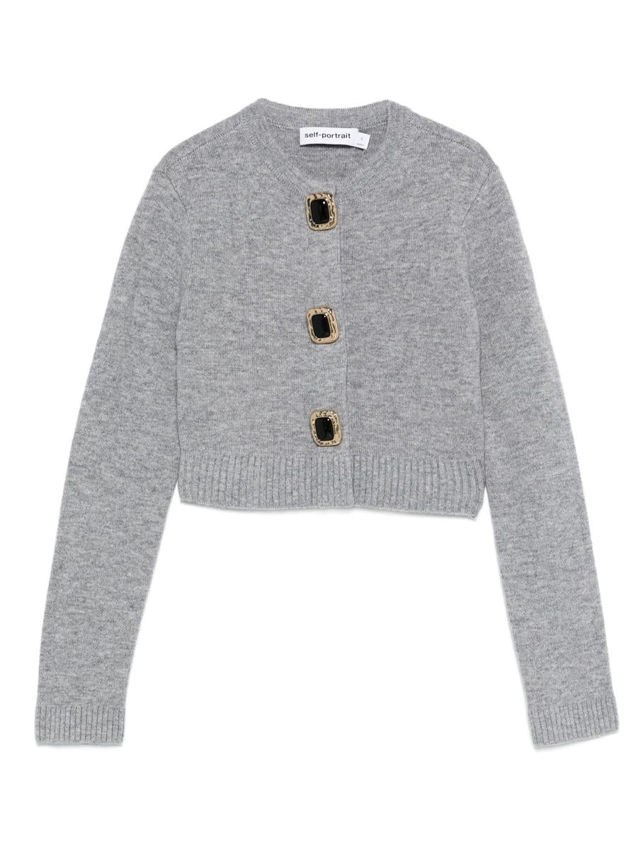 Self-Portrait Grey Wool Cardigan Clothing