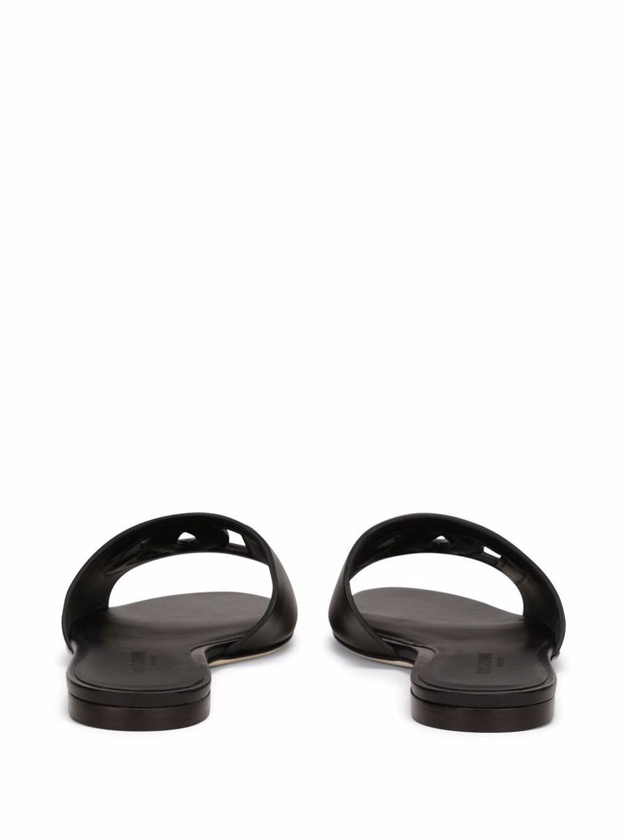 Dolce & Gabbana Dg Logo Leather Flat Sandals