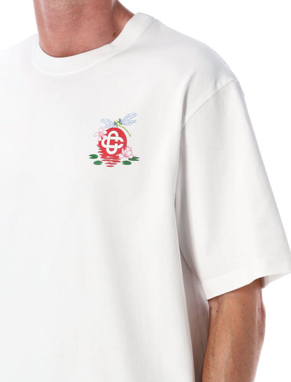 Casablanca White Dragonfly Floral Oversized T-Shirt
