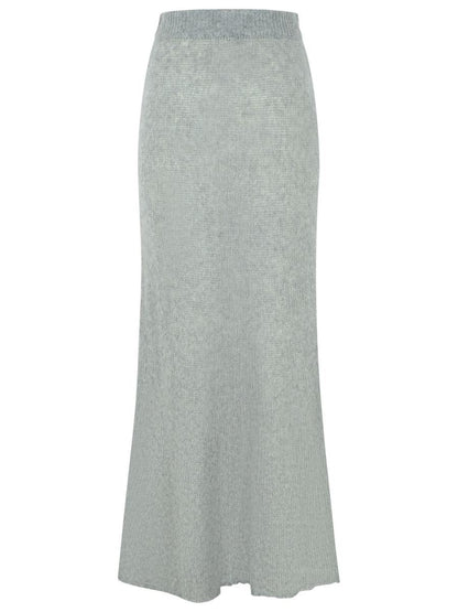 Lisa Yang 'Kelsy' Long Skirt In Grey Silk Blend