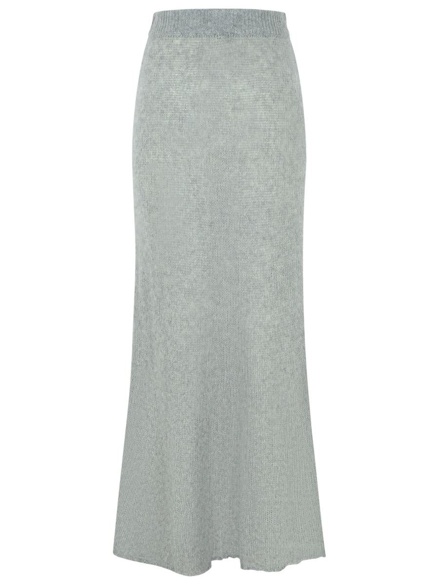 Lisa Yang 'Kelsy' Long Skirt In Grey Silk Blend